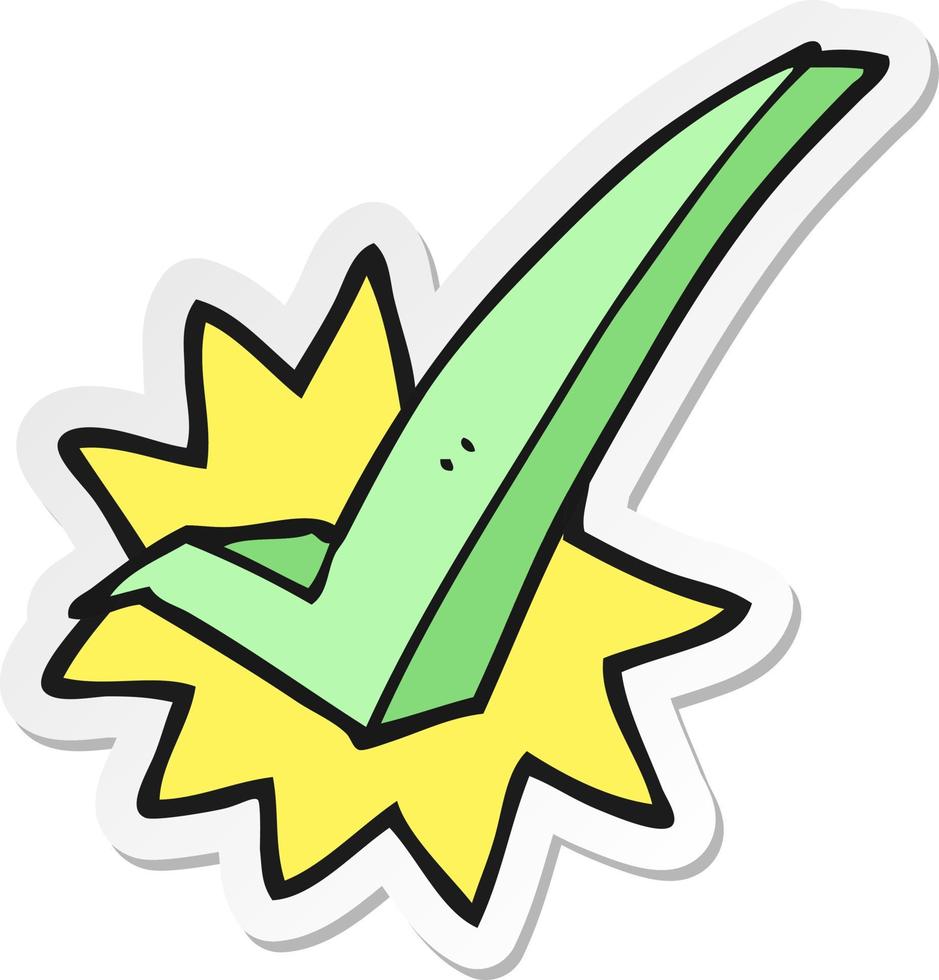 sticker of a cartoon tick symbol vector