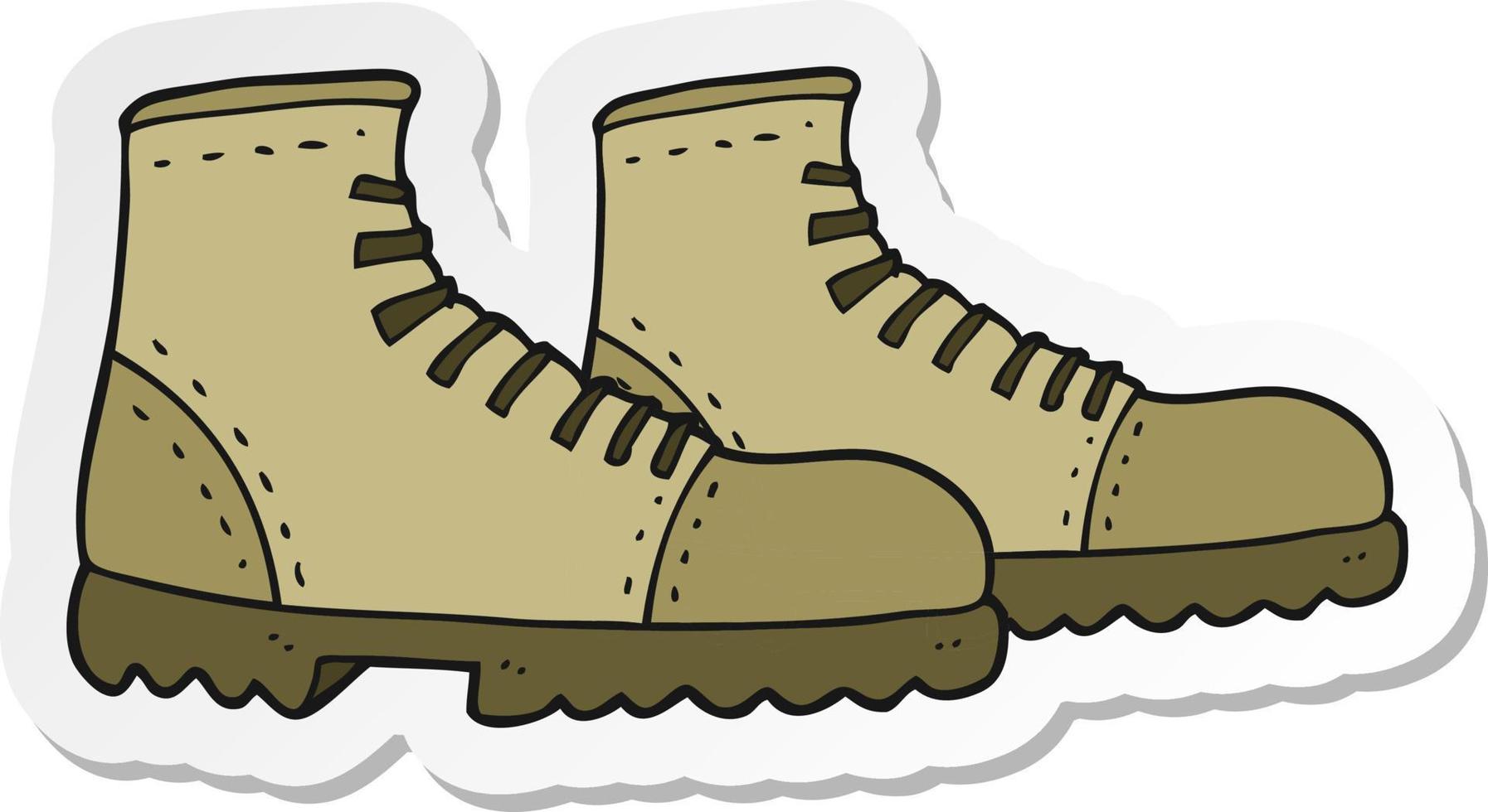 sticker of a cartoon walking boots vector