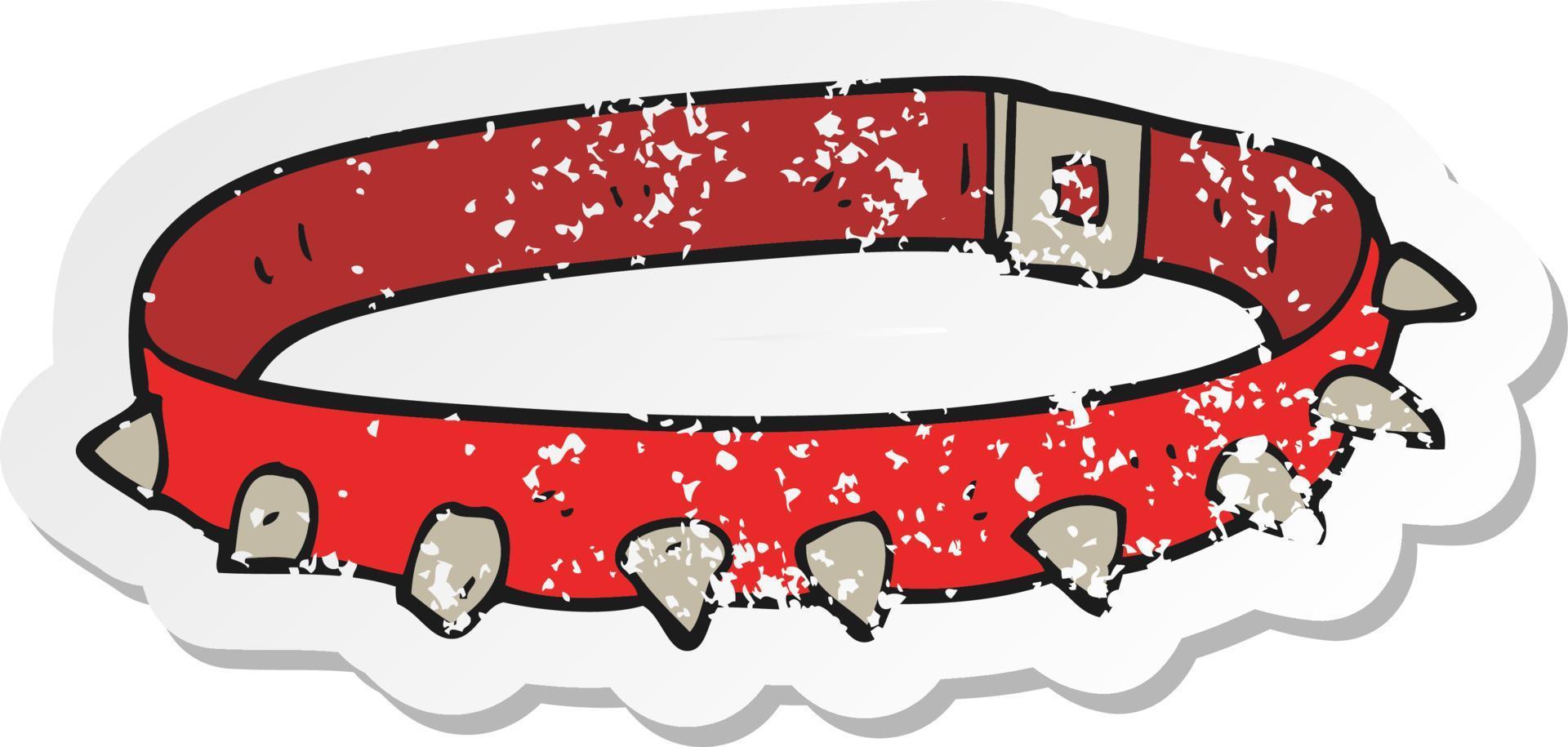 retro distressed sticker of a cartoon dog collar vector