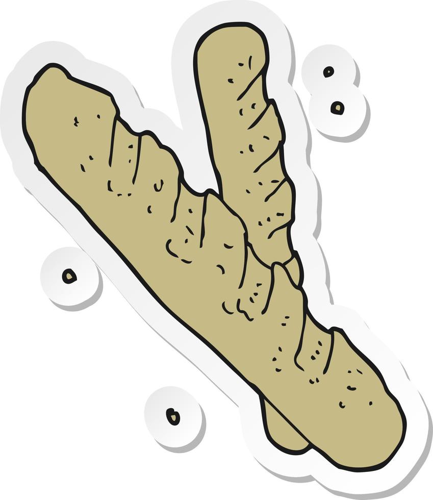 sticker of a cartoon baguette vector