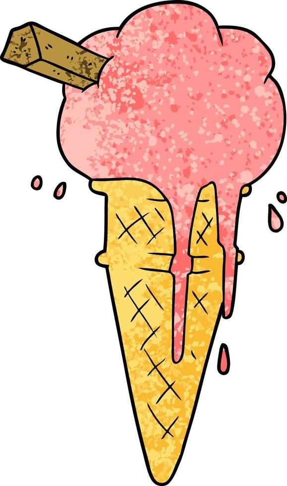 cartoon ice cream melting vector