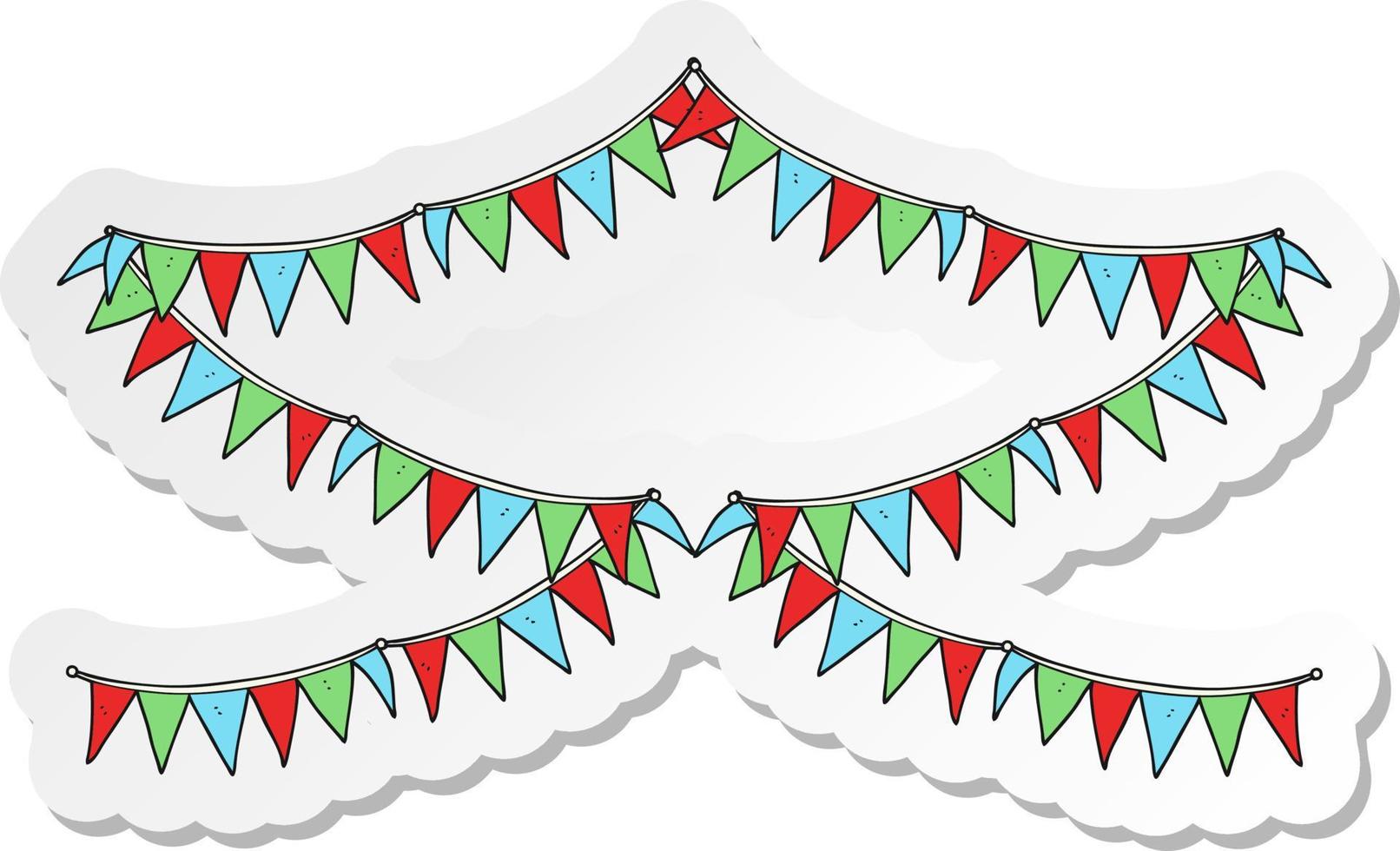 sticker of a cartoon bunting flags vector