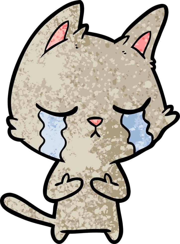 crying cartoon cat vector