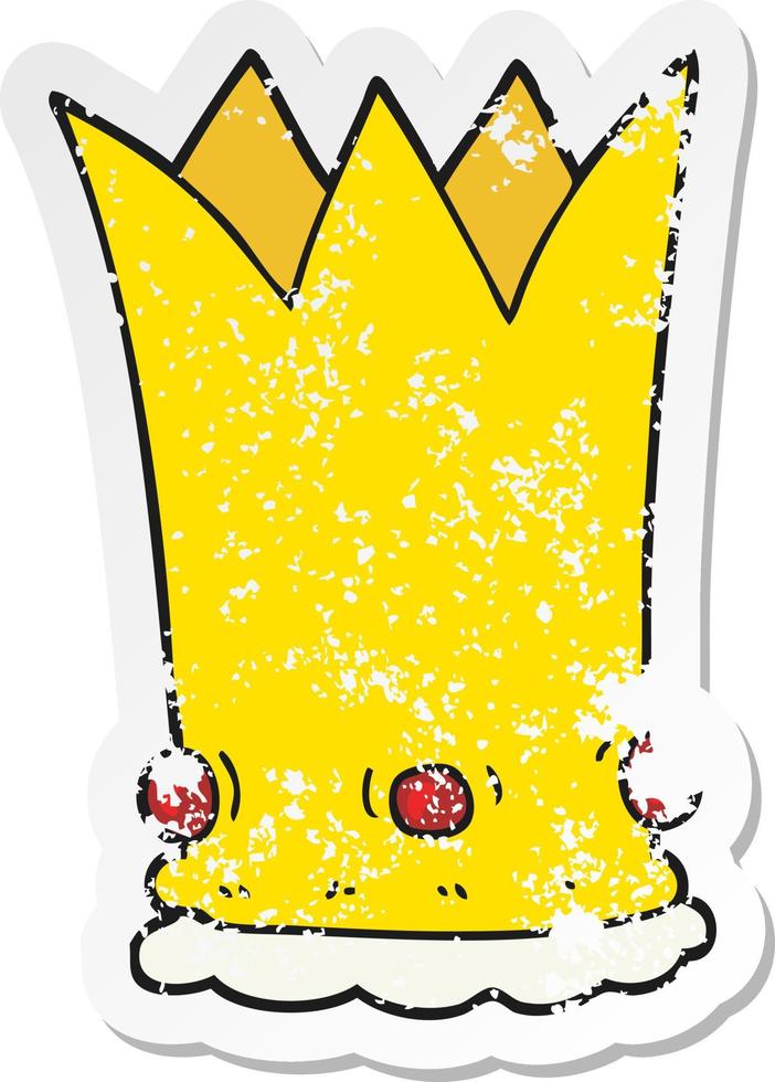 retro distressed sticker of a cartoon crown vector