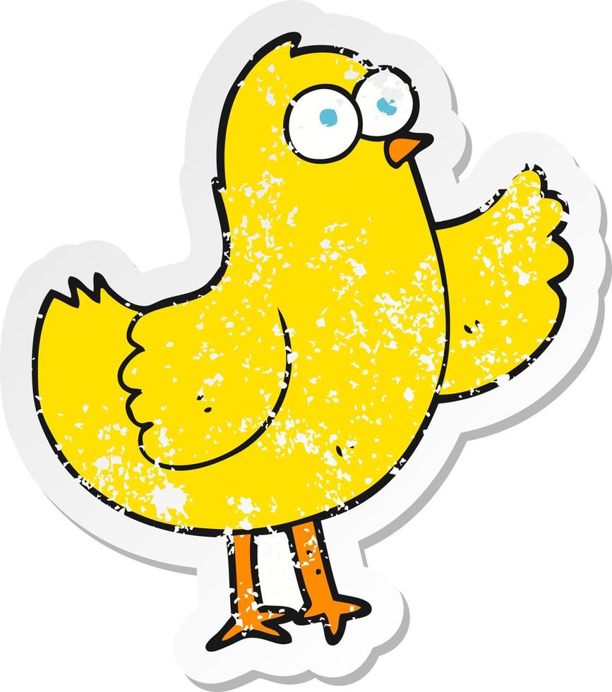 retro distressed sticker of a cartoon bird vector