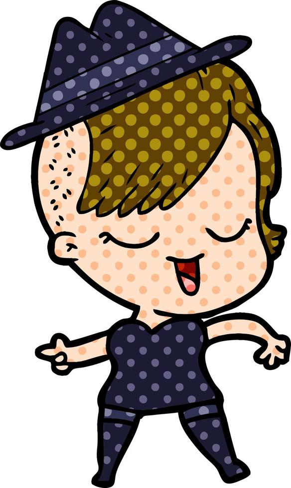 happy cartoon girl vector