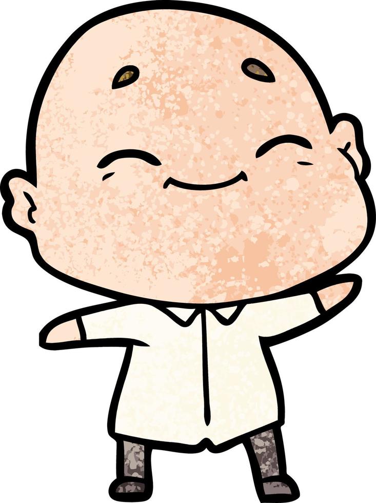 happy cartoon bald man vector