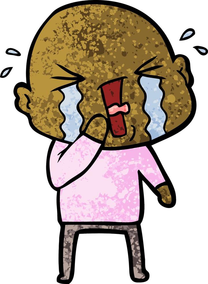 cartoon crying bald man vector