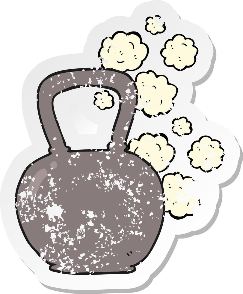 retro distressed sticker of a cartoon heavy kettle bell vector