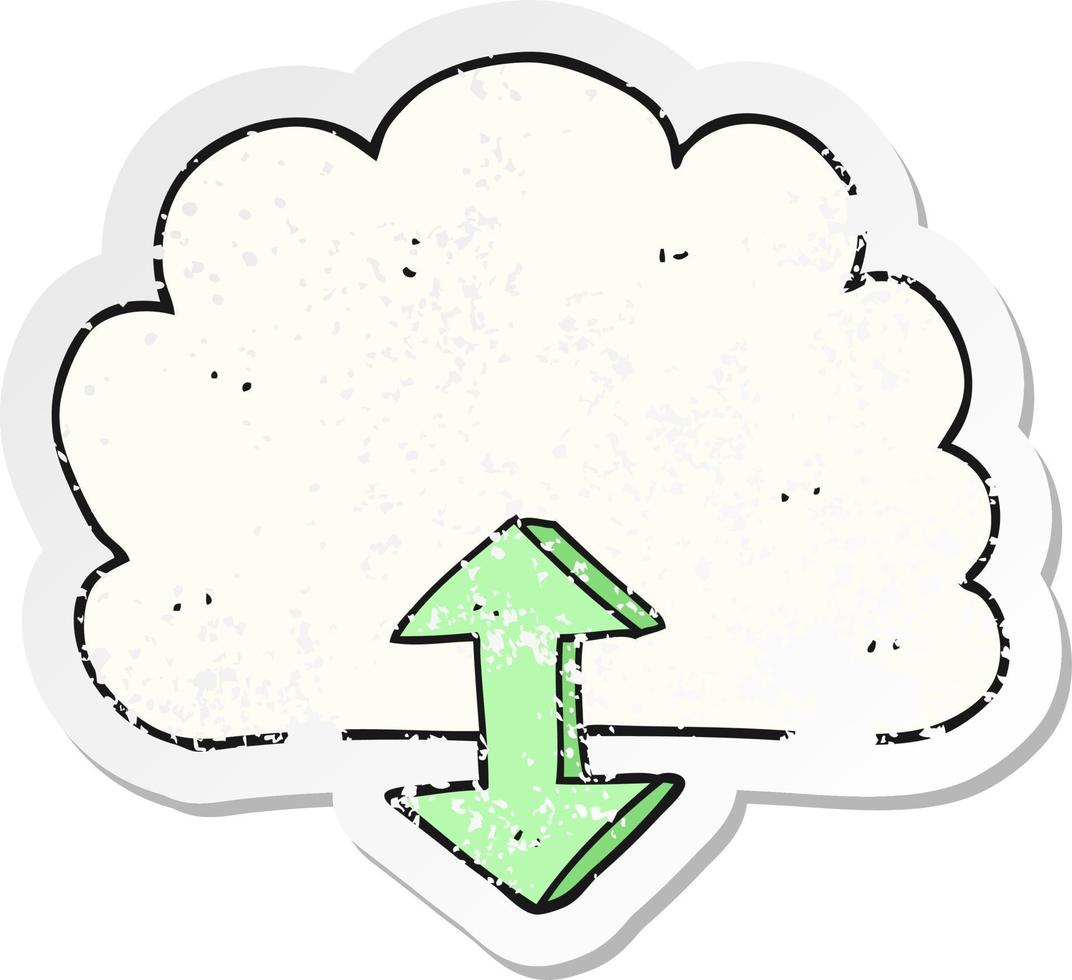 retro distressed sticker of a cartoon digital cloud vector