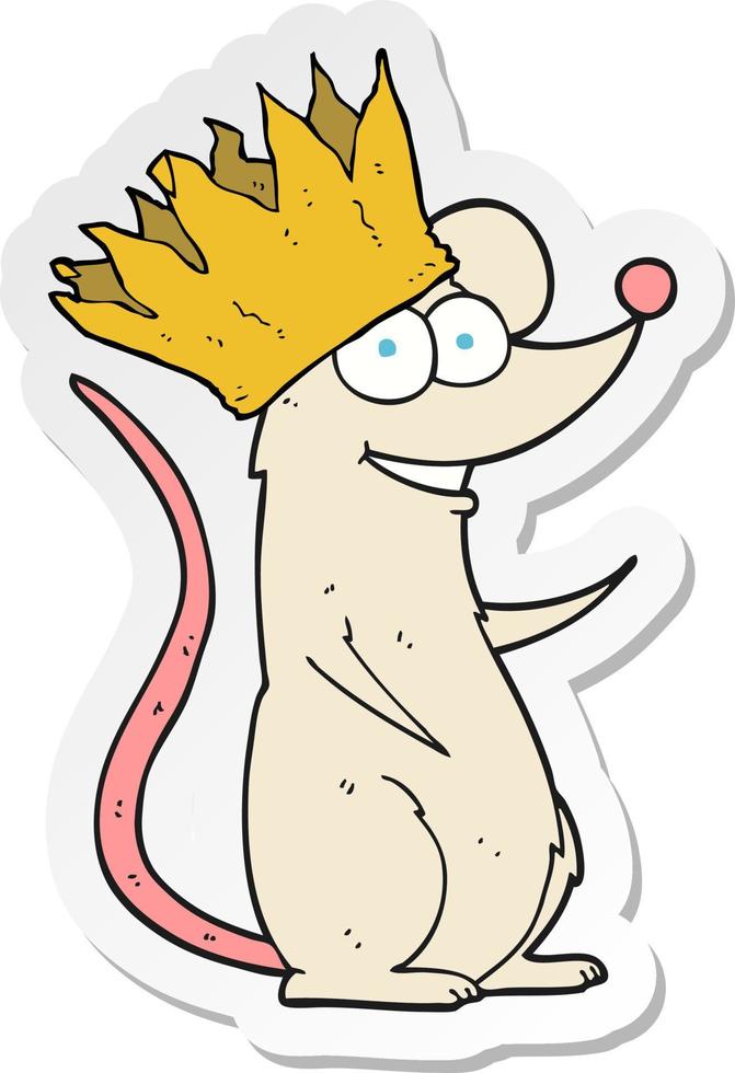 sticker of a cartoon mouse wearing crown vector