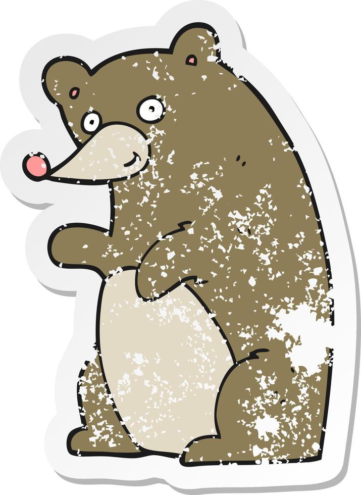 retro distressed sticker of a cartoon bear vector