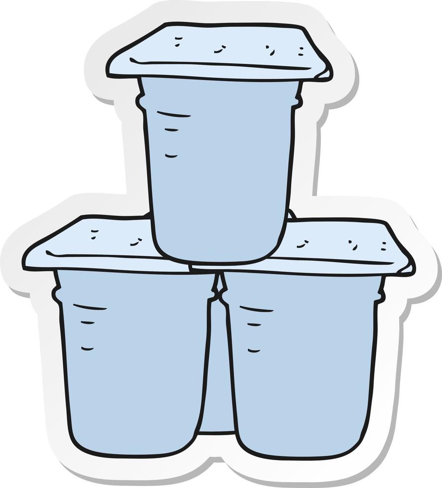 sticker of a cartoon yogurt pots vector