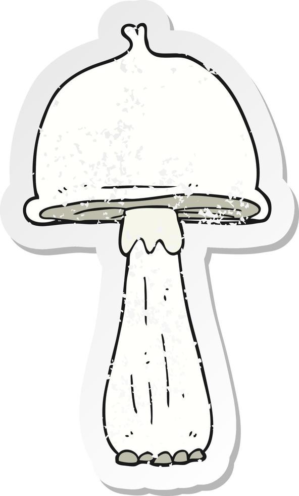 retro distressed sticker of a cartoon mushroom vector