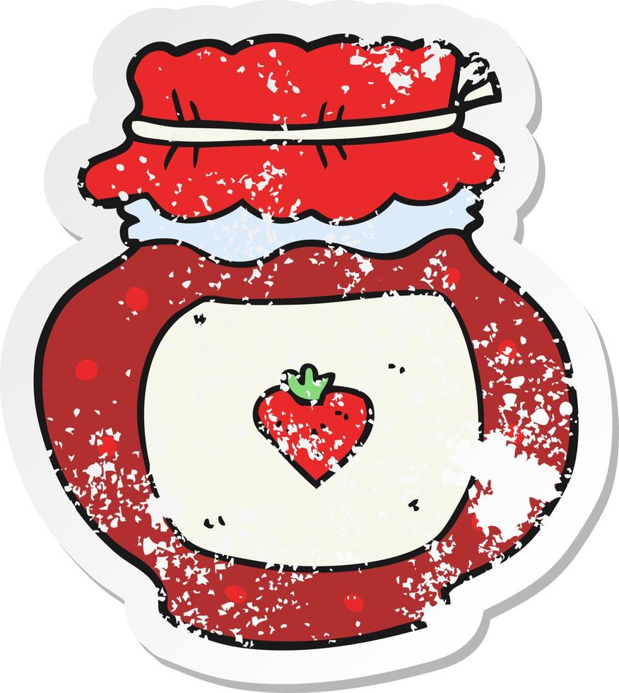 retro distressed sticker of a cartoon jam jar vector