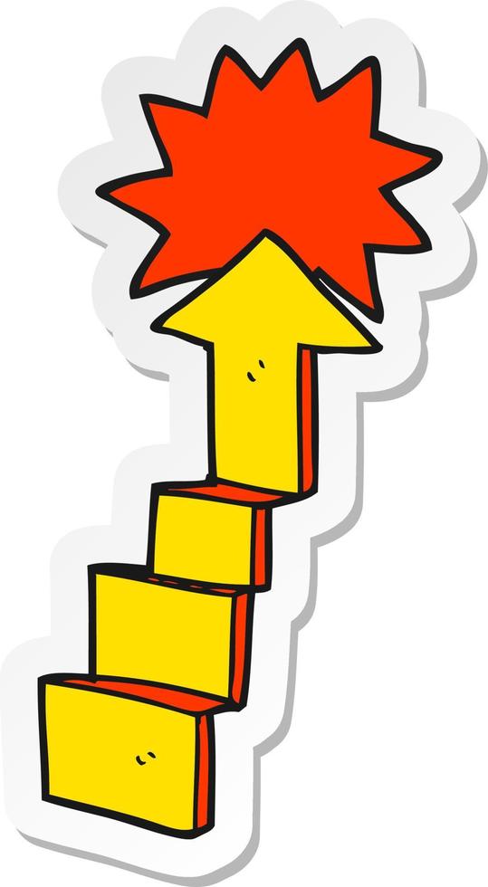 sticker of a cartoon stepping up arrow vector