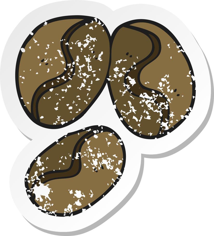 retro distressed sticker of a cartoon coffee beans vector