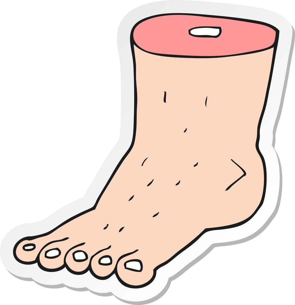 sticker of a cartoon foot vector