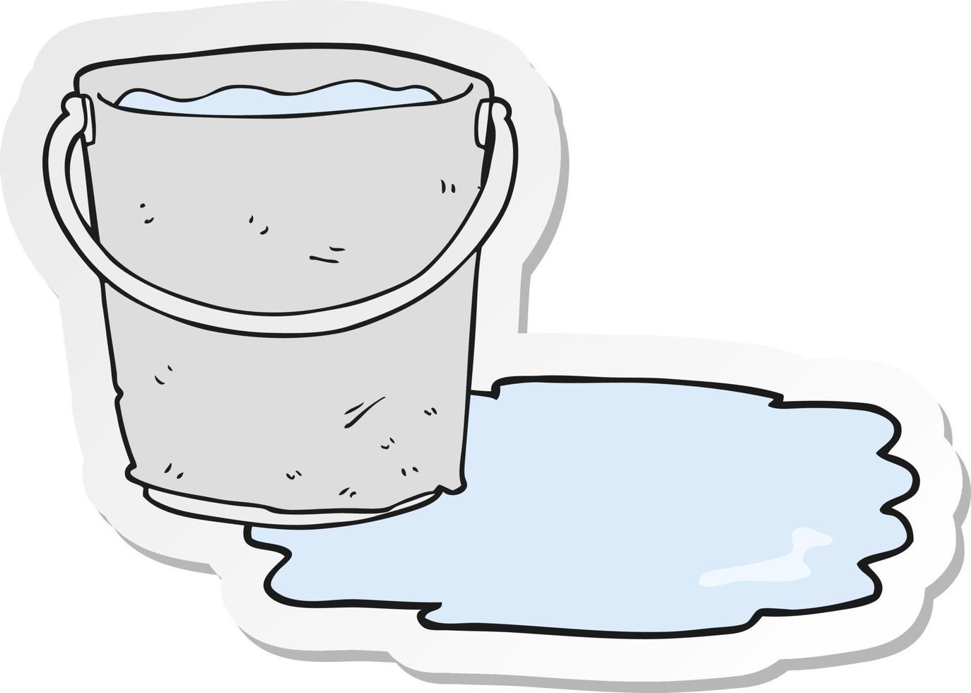 sticker of a cartoon bucket of water vector