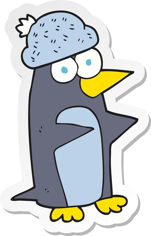 sticker of a cartoon penguin vector