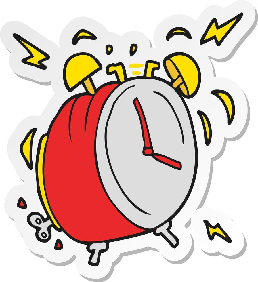 sticker of a cartoon ringing alarm clock vector