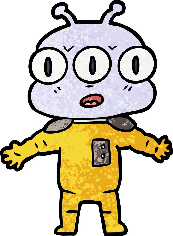 cartoon three eyed alien vector
