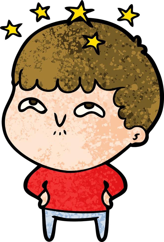 niño asombrado de dibujos animados vector