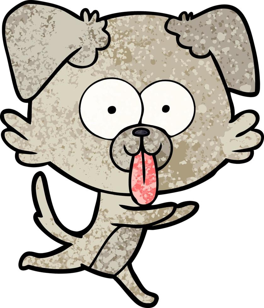 cartoon running dog with tongue sticking out vector