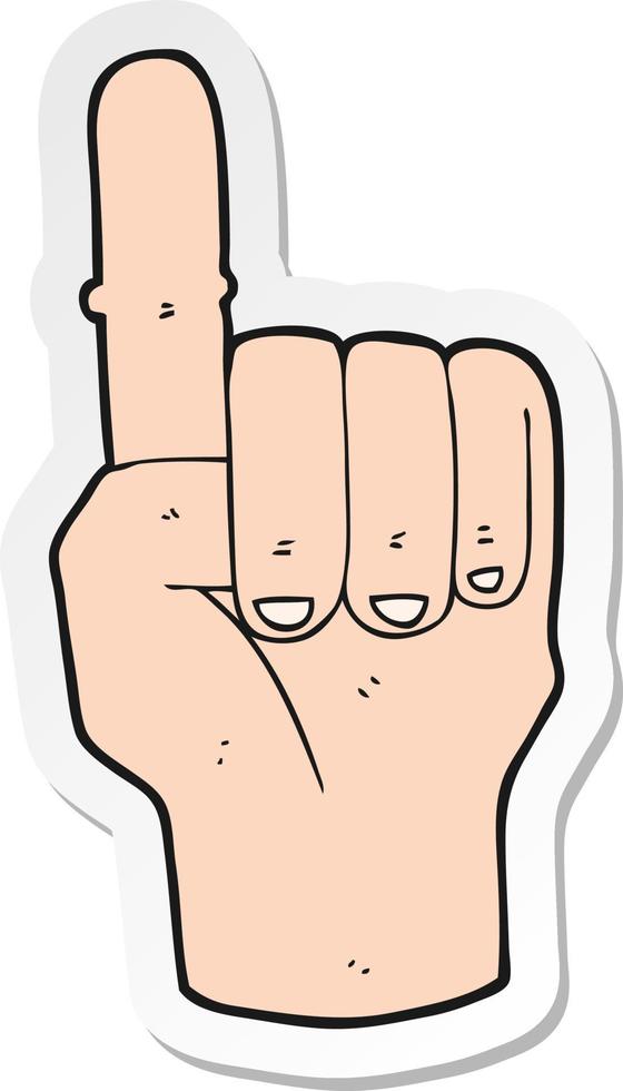 sticker of a cartoon pointing finger vector