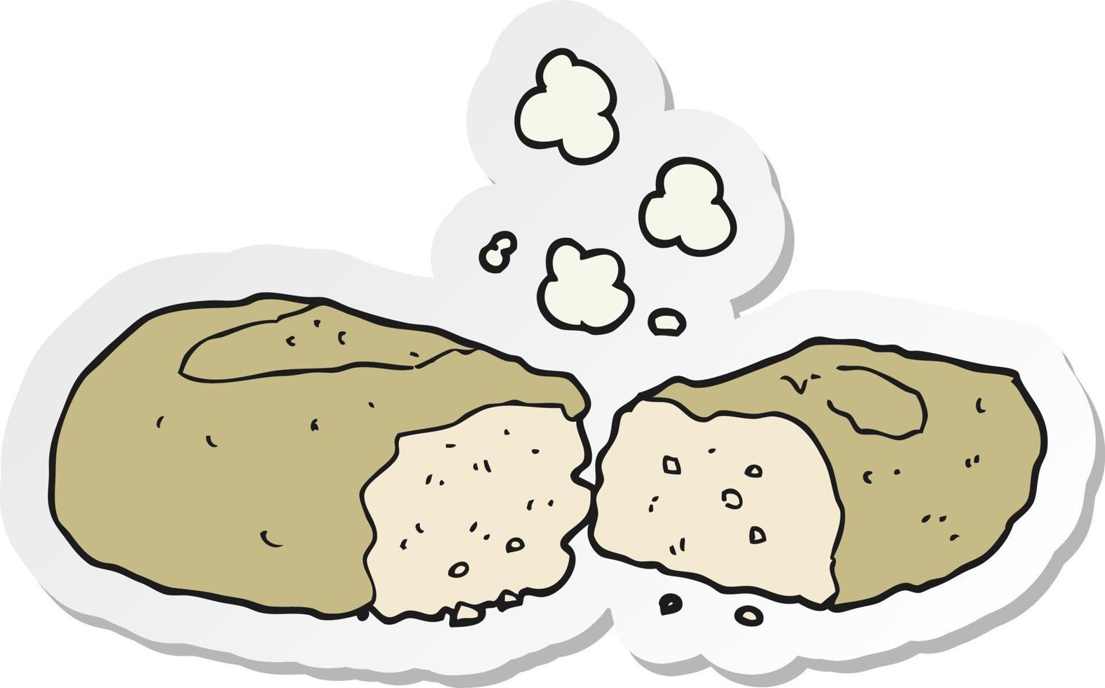 sticker of a cartoon bread vector