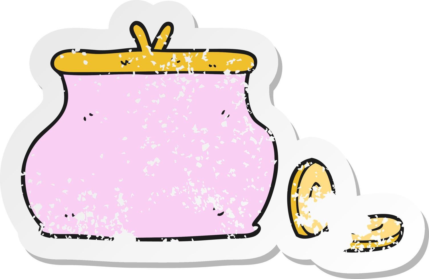 retro distressed sticker of a cartoon purse vector