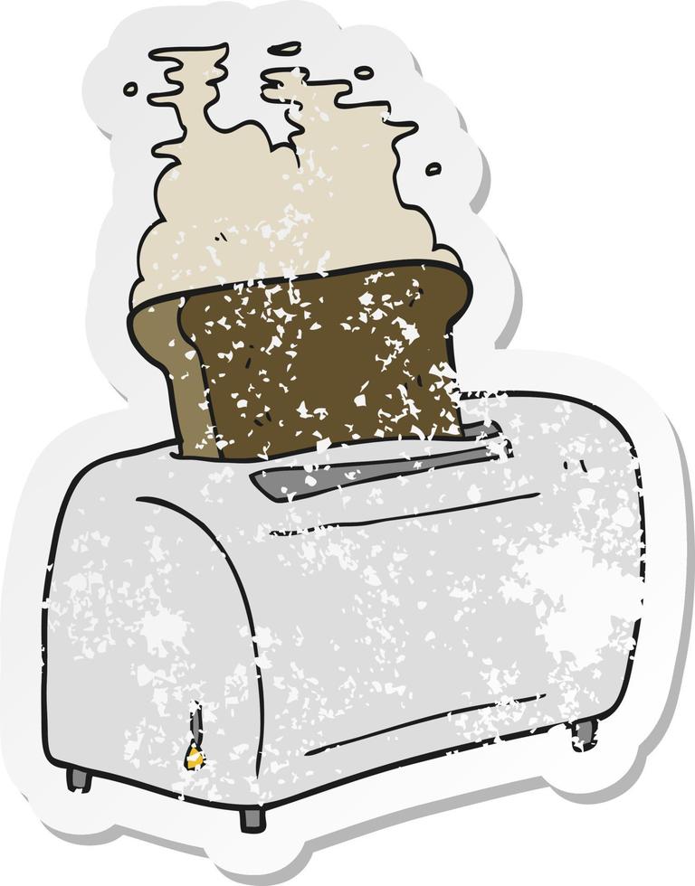 retro distressed sticker of a cartoon toaster vector