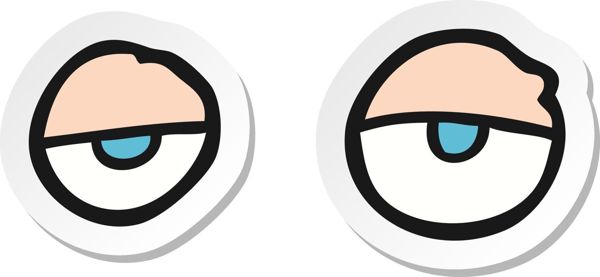 sticker of a cartoon tired eyes vector