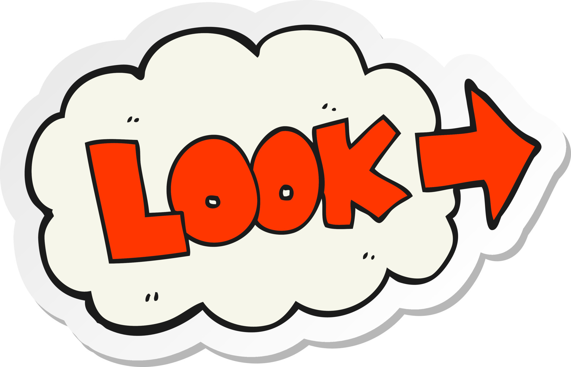 sticker of a cartoon look pointing sign 12359619 Vector Art at Vecteezy