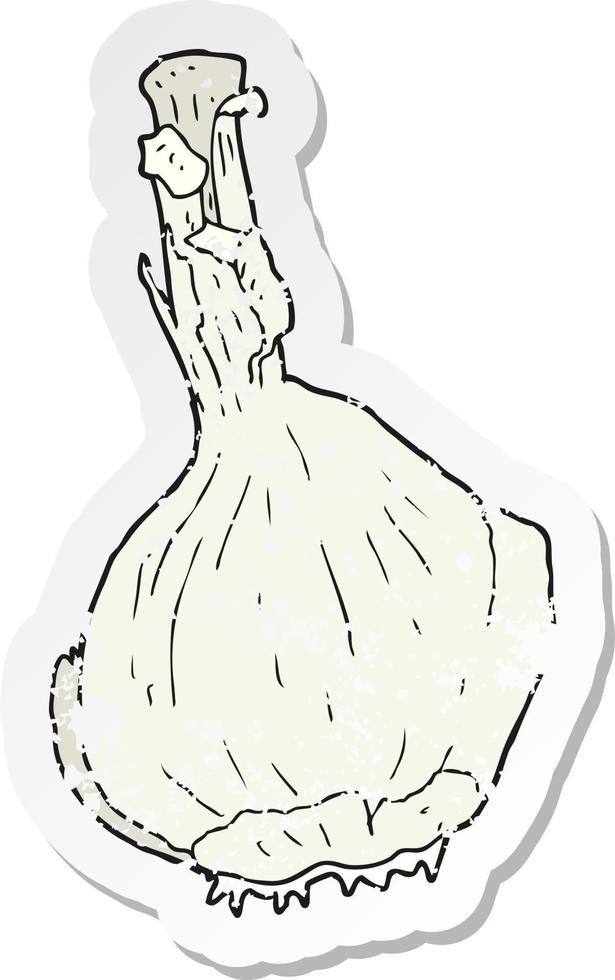 retro distressed sticker of a cartoon garlic vector