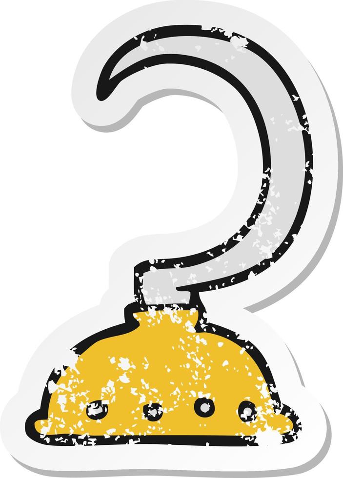 retro distressed sticker of a cartoon pirate hook vector