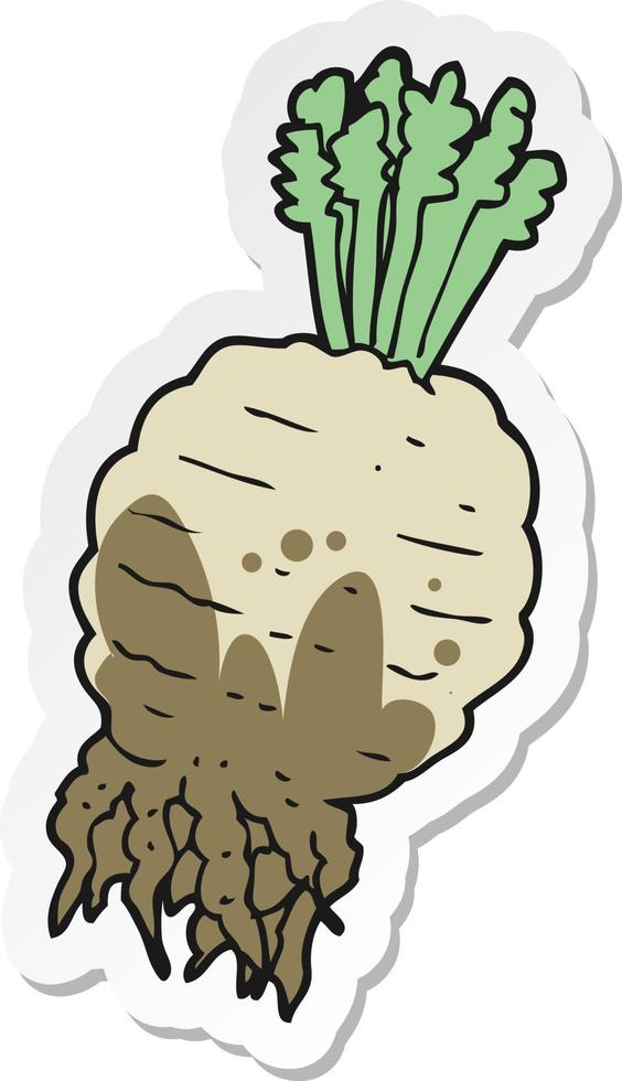 sticker of a cartoon muddy turnip vector