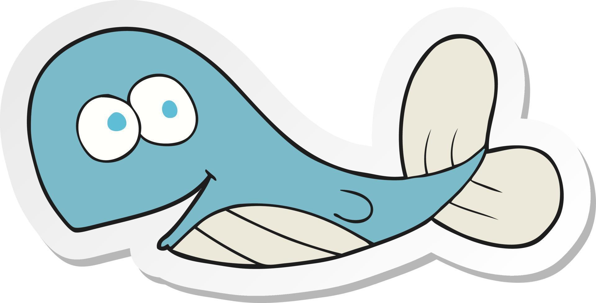 sticker of a cartoon whale vector