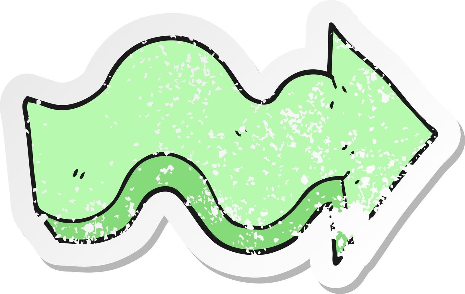 retro distressed sticker of a cartoon arrow vector