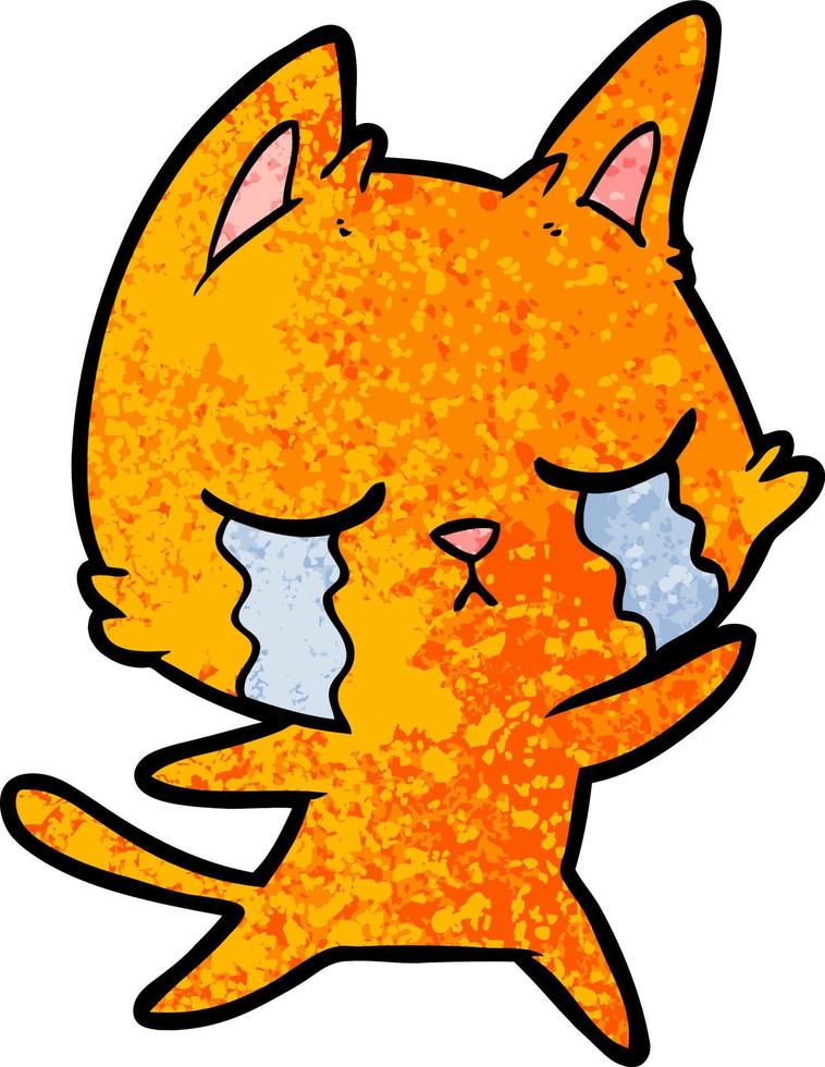 crying cartoon cat vector