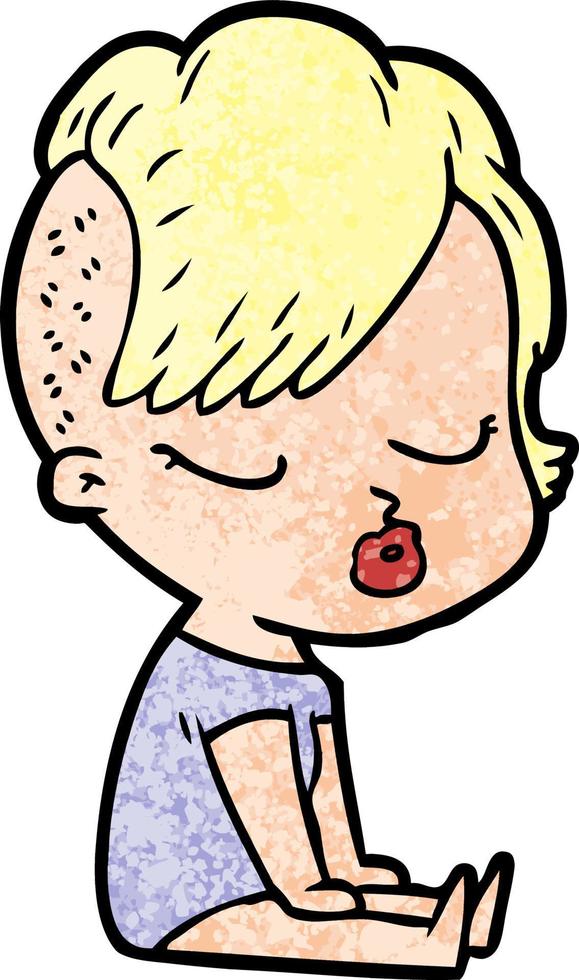 cartoon pretty hipster girl vector