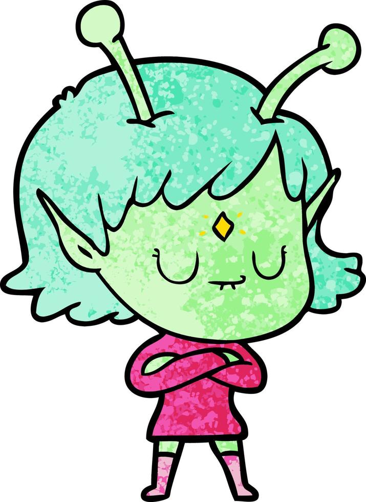 cartoon alien girl vector