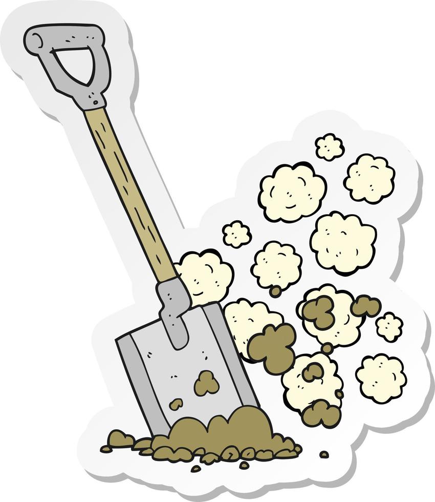sticker of a cartoon shovel in dirt vector