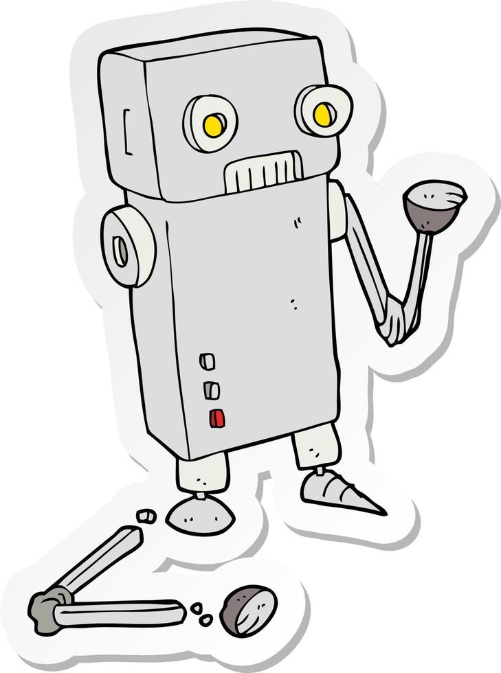 sticker of a cartoon broken robot vector