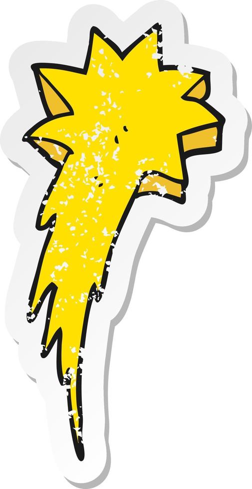 retro distressed sticker of a cartoon shooting star symbol vector