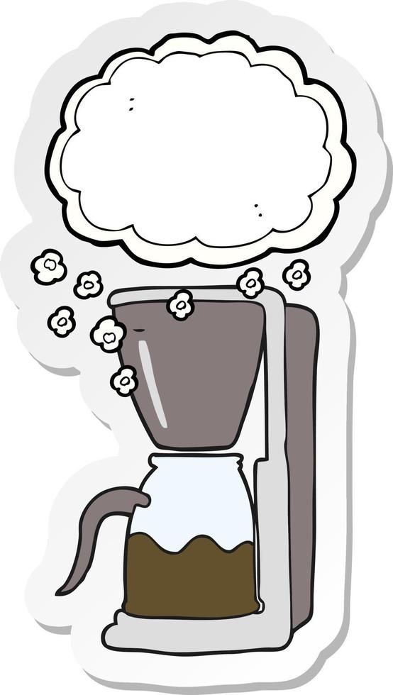 sticker of a cartoon coffee maker vector