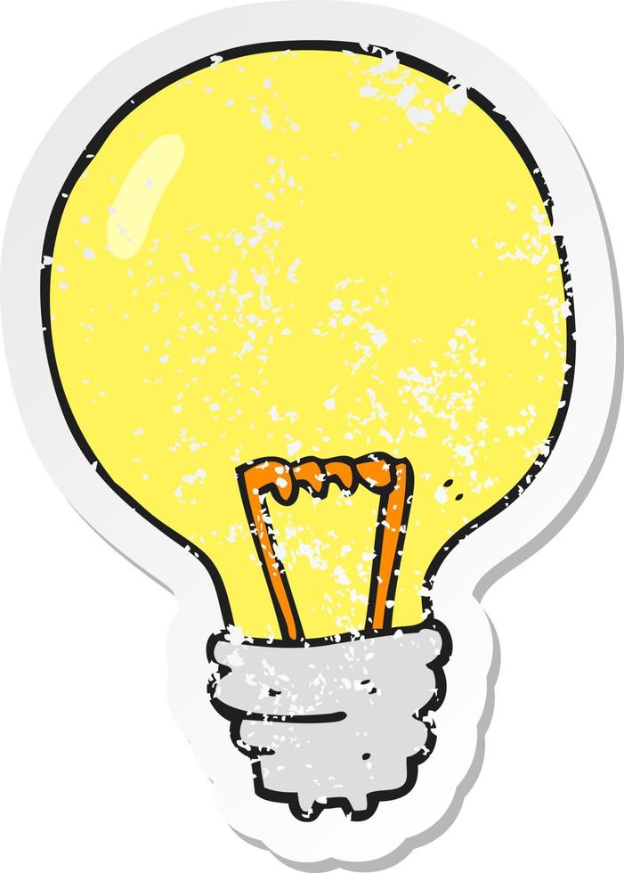 retro distressed sticker of a cartoon light bulb vector