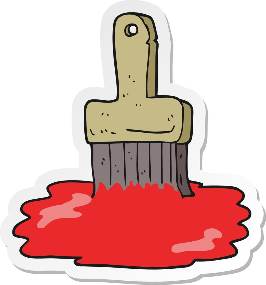 sticker of a cartoon paint brush vector