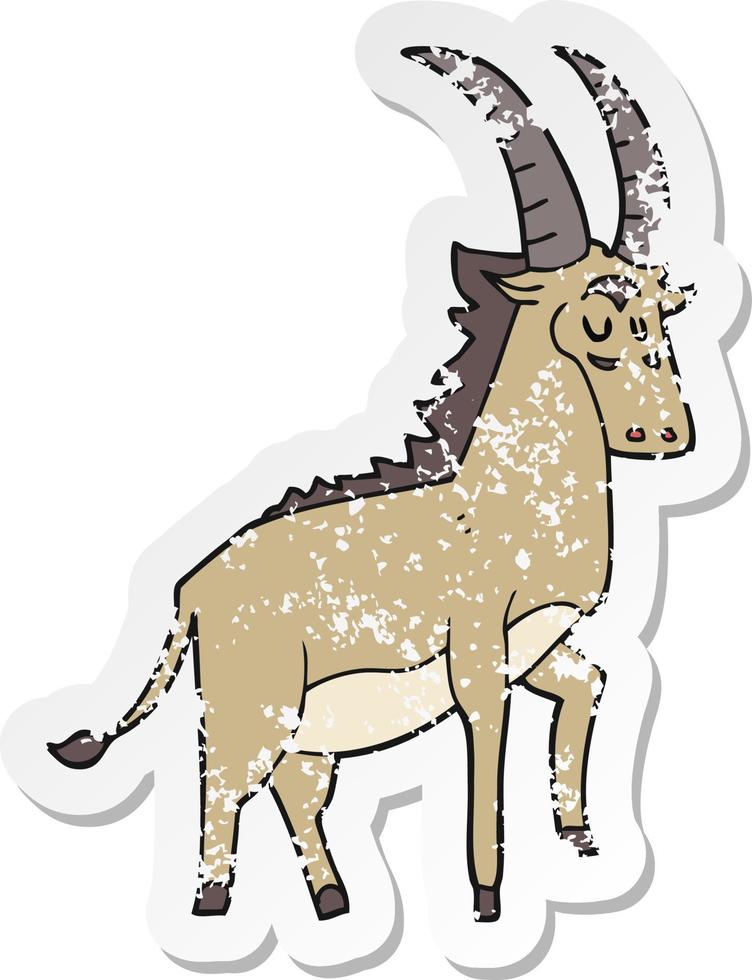 retro distressed sticker of a cartoon antelope vector