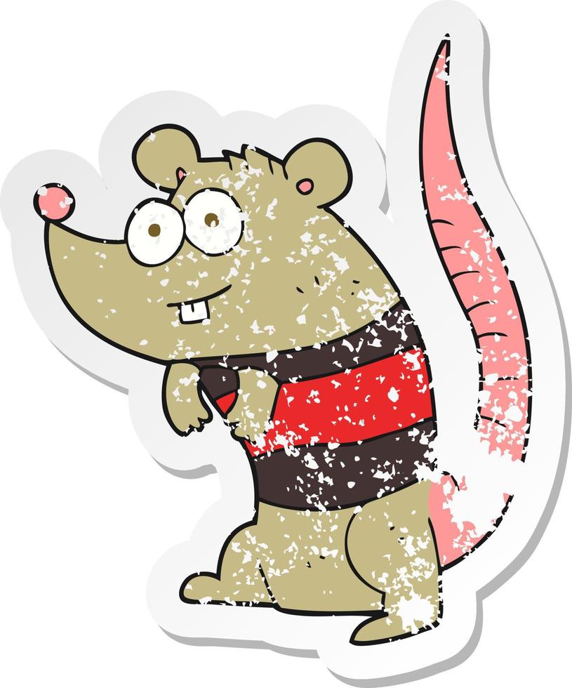 retro distressed sticker of a cartoon rat vector